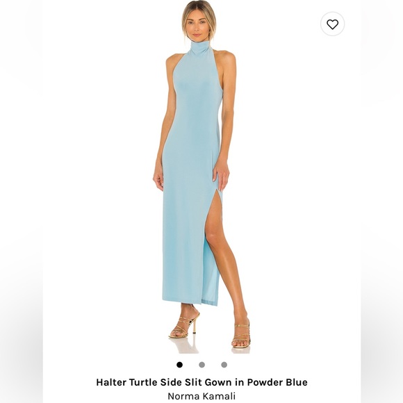 Norma Kamali halter turtle side slit gown - Picture 2 of 5